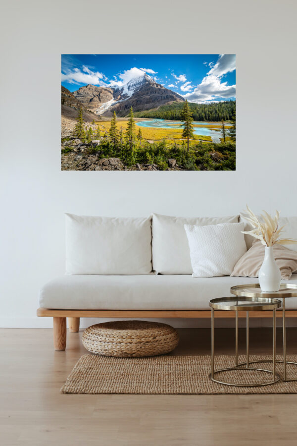 frame of mount Robson, displayed in a living room